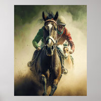 Retro Style Horse Racing Jockey Art