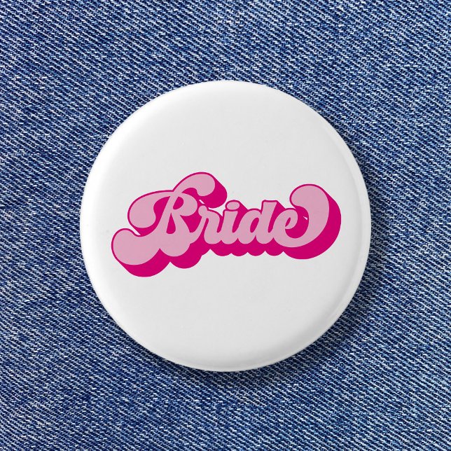 Retro Style Hot Pink Bridge Junggeselinnen-Abschie Button (Retro Style Hot Pink Bride Bachelorette Party Button)