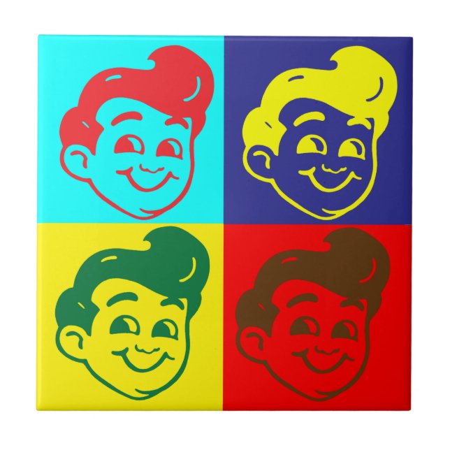 Retro-Style Keramik Tile Untersetzer (Vorderseite)