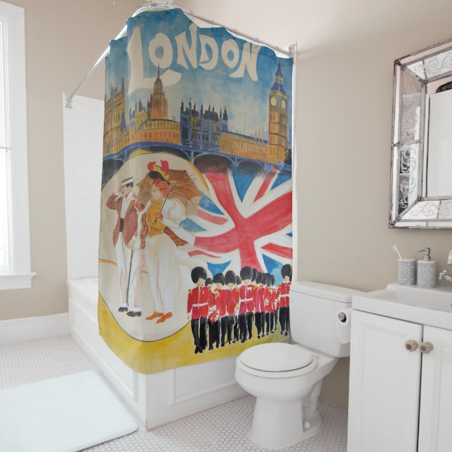 Retro Style London England Duschvorhang (Beispiel)