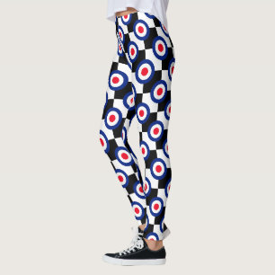 Retro Style Mod Roundels Schachbretter Decke auf Leggings