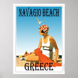 Retro Style Navagio Beach Griechenland Poster