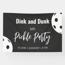 Retro Style Neon Black Themed Pickleball Geburtsta Banner