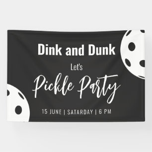 Retro Style Neon Black Themed Pickleball Geburtsta Banner