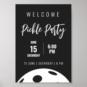 Retro Style Neon Black Themed Pickleball Geburtsta Poster