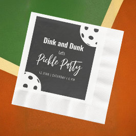 Retro Style Neon Black Themed Pickleball Geburtsta Serviette