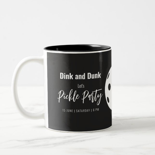 Retro Style Neon Black Themed Pickleball Geburtsta Zweifarbige Tasse (Links)