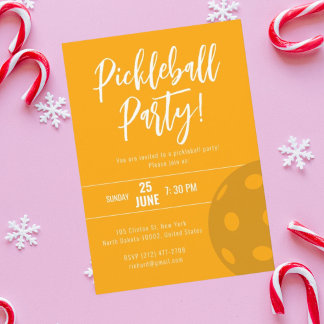 Retro Style Neon Orange Themed Pickleball Geburtst Einladung