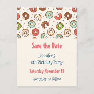Retro Style Niedlich Donut Muster Save the Date Einladungspostkarte