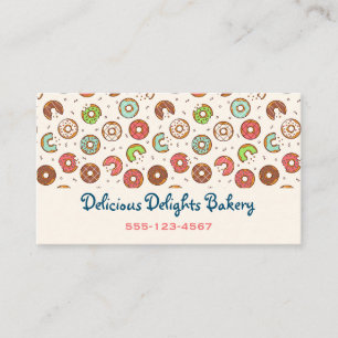 Retro Style Niedliche Donut Muster Bäckerei Visitenkarte