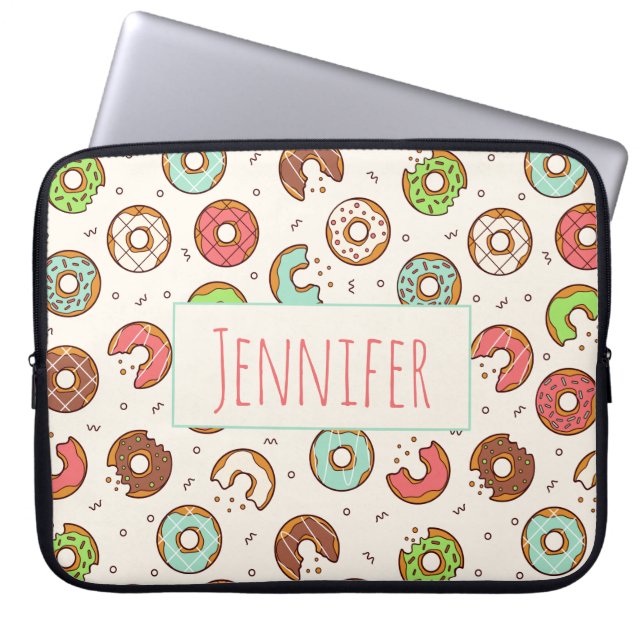 Retro Style Niedliche Donut Muster Laptopschutzhülle (Vorderseite)