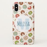 Retro Style Niedliche Donut Muster Monogramm