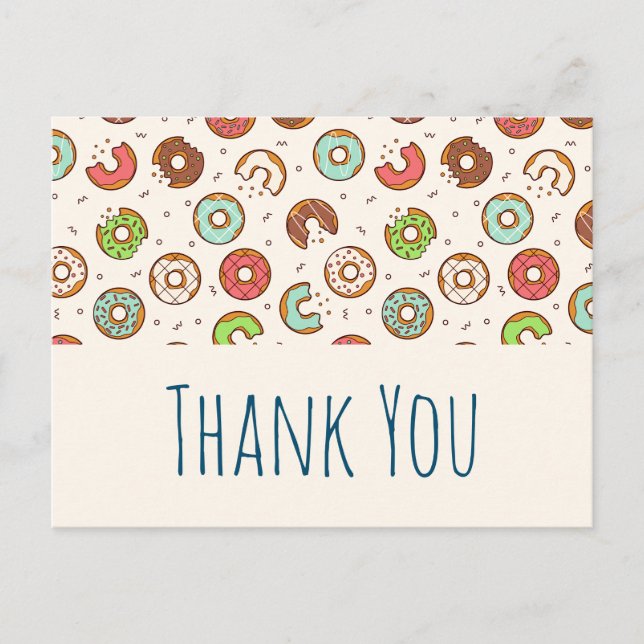 Retro Style Niedliche Donut Muster Vielen Dank Postkarte (Vorderseite)