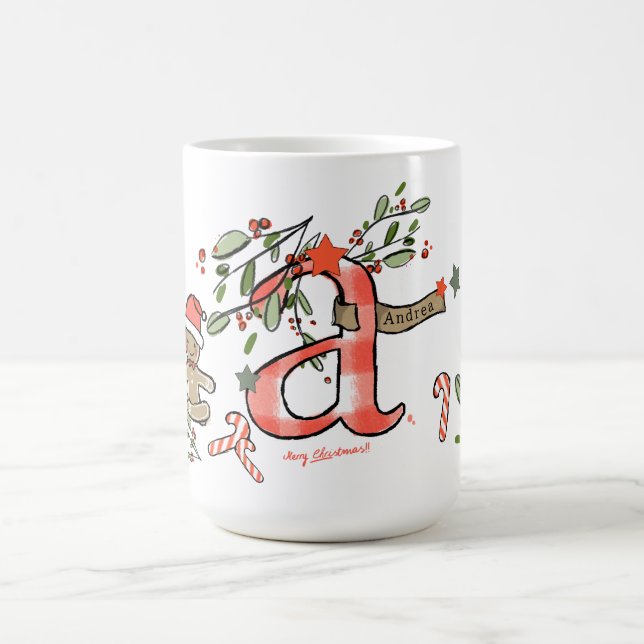 Retro Style Niedliche Weihnachtsmonogramm A mit Na Kaffeetasse (Mittel)