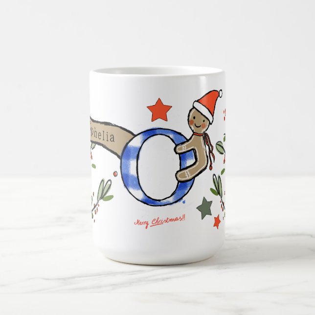 Retro Style Niedliche Weihnachtsmonogramm O mit Na Kaffeetasse (Mittel)