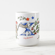 Retro Style Niedliche Weihnachtsmonogramm X mit Na