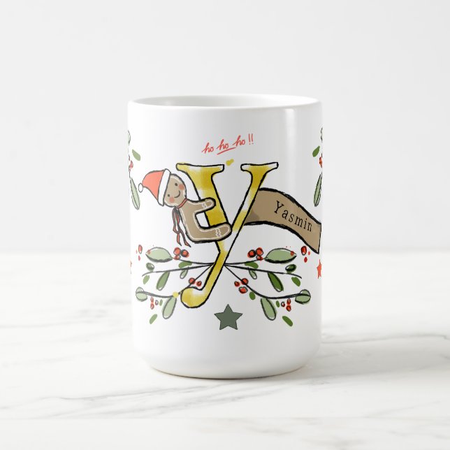 Retro Style Niedliches Weihnachtsmonogramm Y mit N Kaffeetasse (Mittel)