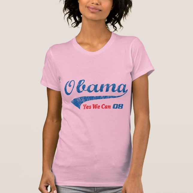 Rétro style Obama "oui nous pouvons" T-shirt (Devant)