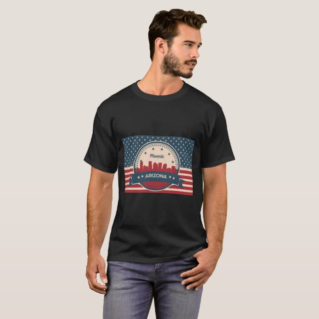 Retro Style Phoenix Arizona Skyline T-Shirt (Vorne ganz)