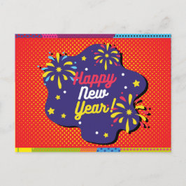 Retro Style Pop Kunst - Glück im neuen Jahr Postkarte