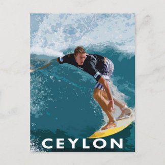 Retro Style Postcard Surfing Sri Lanka Ceylon Postkarte