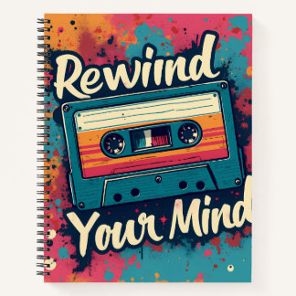 Retro Style rewind your mind Notizbuch