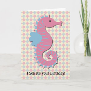 Retro Style Seahorse Fun Pun Anniversaire Carte