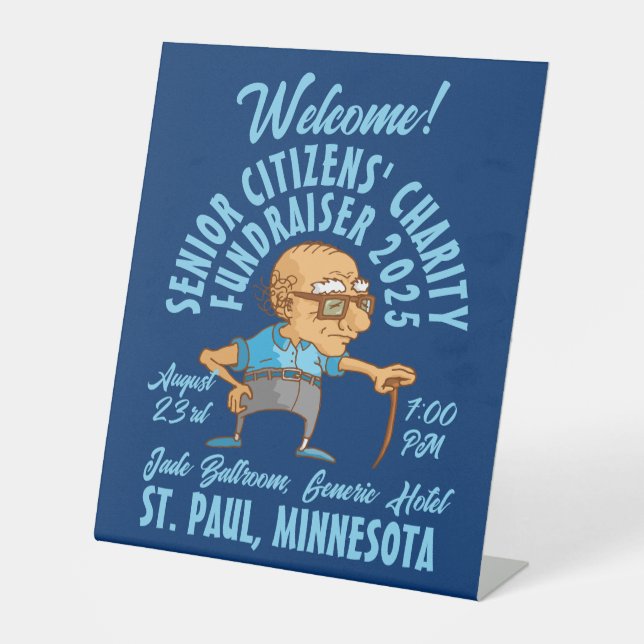 Retro-Style-Senior-Wohltätigkeit Sockelschild (Vorderseite)