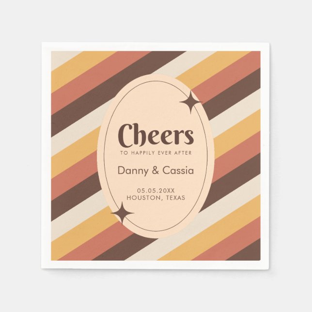 Retro Style Stripes Seventies Groovy 70er Hippie Serviette (Vorderseite)