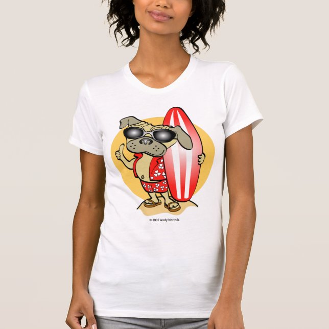 Retro Style Surfin' Mops Frauen T-Shirts (Vorderseite)