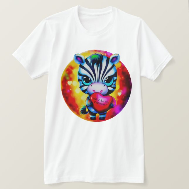 Retro Style Sweet Zebra Valentine T-Shirt (Design vorne)