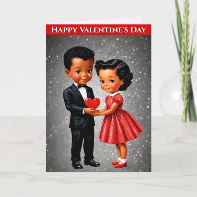 Retro Style Valentine's Day Grußkarte Karte (Vorderseite)