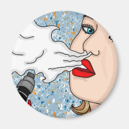 Retro Style Vaping Lady Magnet