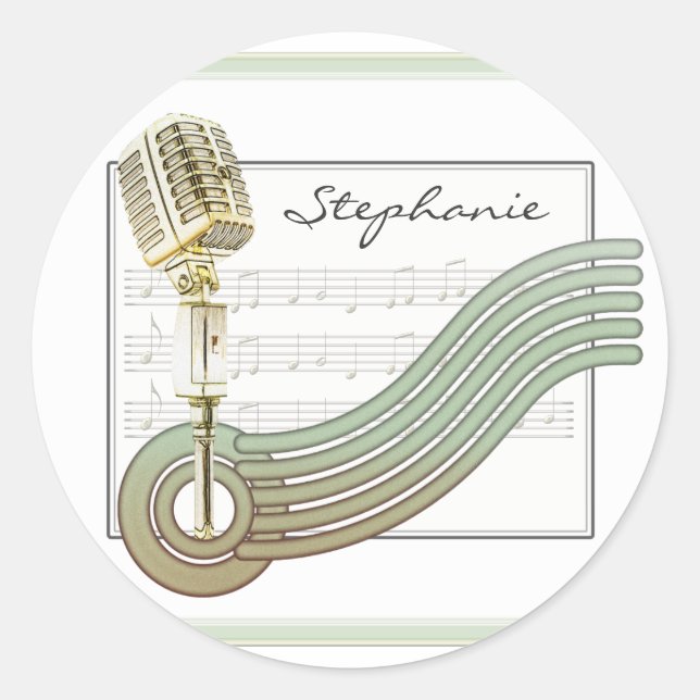 Retro Style Vintag Mic Personalisiert Stickers (Vorderseite)