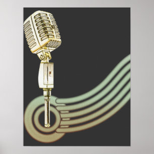 Retro Style Vintag Mic Poster