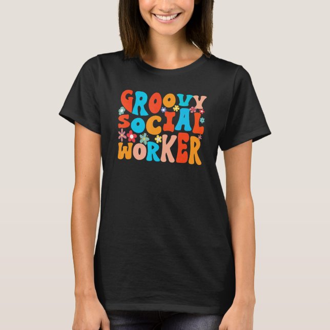Retro Style Wavy Groovy Social Worker T-Shirt (Vorderseite)