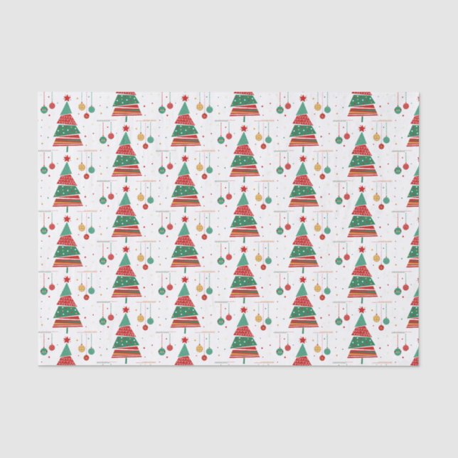 Retro Style Weihnachtsbaum Seidenpapier (Vorderseite)