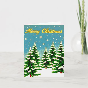 Retro Style Weihnachtskarte mit Bäumen Karte