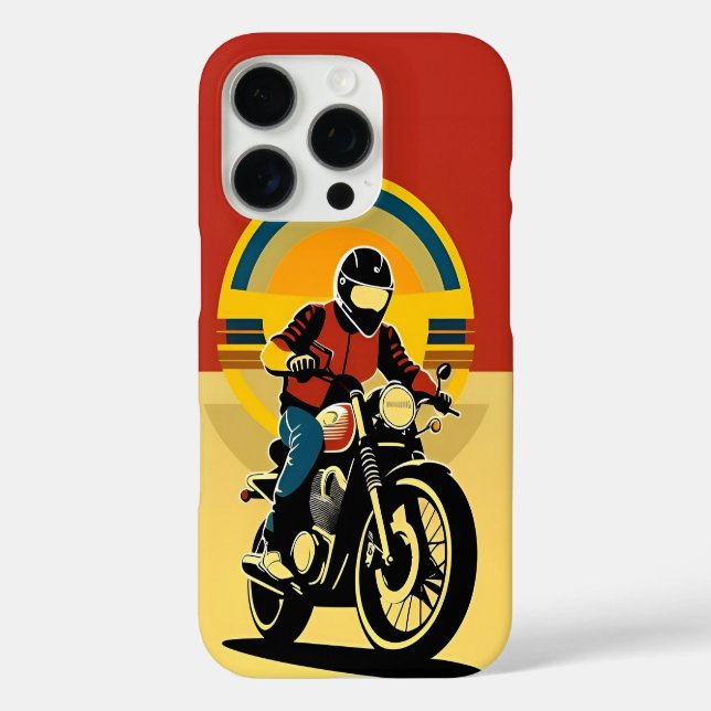 Retro-Styled Motorradfahrer im Landschaftlichen So iPhone 16 Pro Hülle (Rückseite)