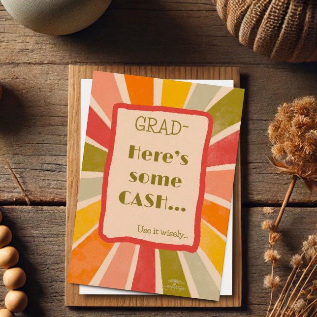 Retro Stylish Funny Grad Cash Quote Card Karte (Von Creator hochgeladen)