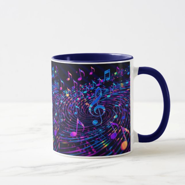 Retro Stylish Musical Notes Tasse (Rechts)