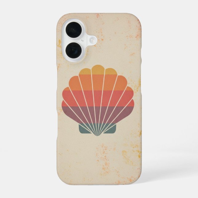 Retro stylisierte Muschel iPhone 16 Hülle (Rückseite)