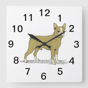 Retro stylisierter französischer Bulldogge C Quadratische Wanduhr