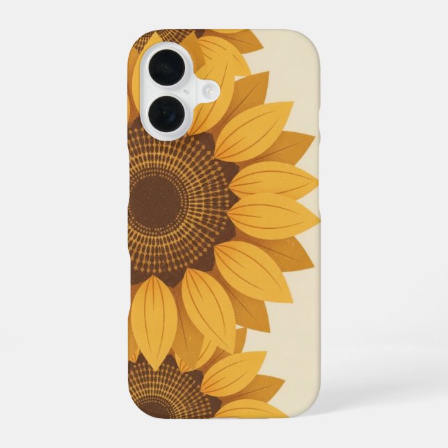 Retro Stylized Sunflower Geometry iPhone 16 Hülle (Rückseite)