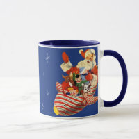 Rétro sucrerie Rocket Père Noël buvant la tasse