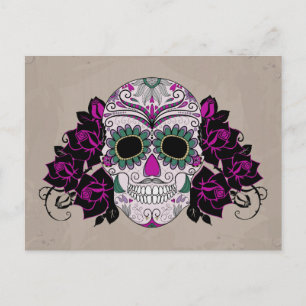 Retro Sugar Skull Postkarte