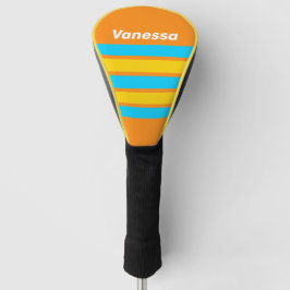 Retro Summer Beach Across Striping with Name Golf Headcover