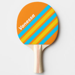 Retro Summer Beach Angled Striping with Name Tischtennis Schläger