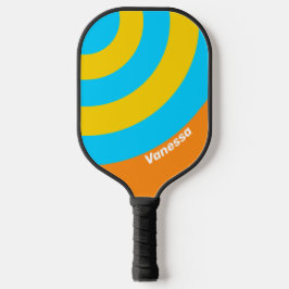Retro Summer Beach Circle Streifen mit Namen Pickleball Schläger
