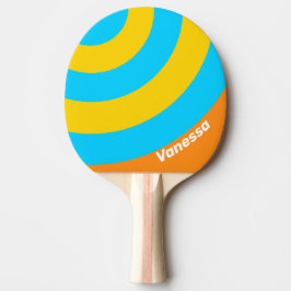 Retro Summer Beach Circle Stripe with Name Tischtennis Schläger